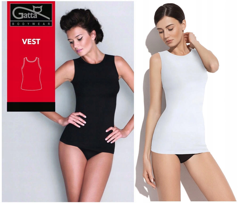 GATTA KOSZULKA VEST GRUBE RAMIĄCZKA BIAŁA S