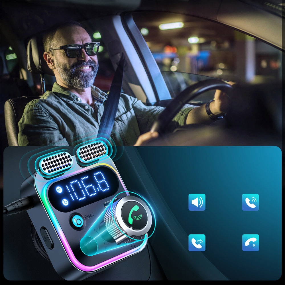 TRANSMITER SAMOCHODOWY BLUETOOTH FM AUDIO Z ŁADOWARKĄ USB/USB C 48W PD QC Marka Joyroom