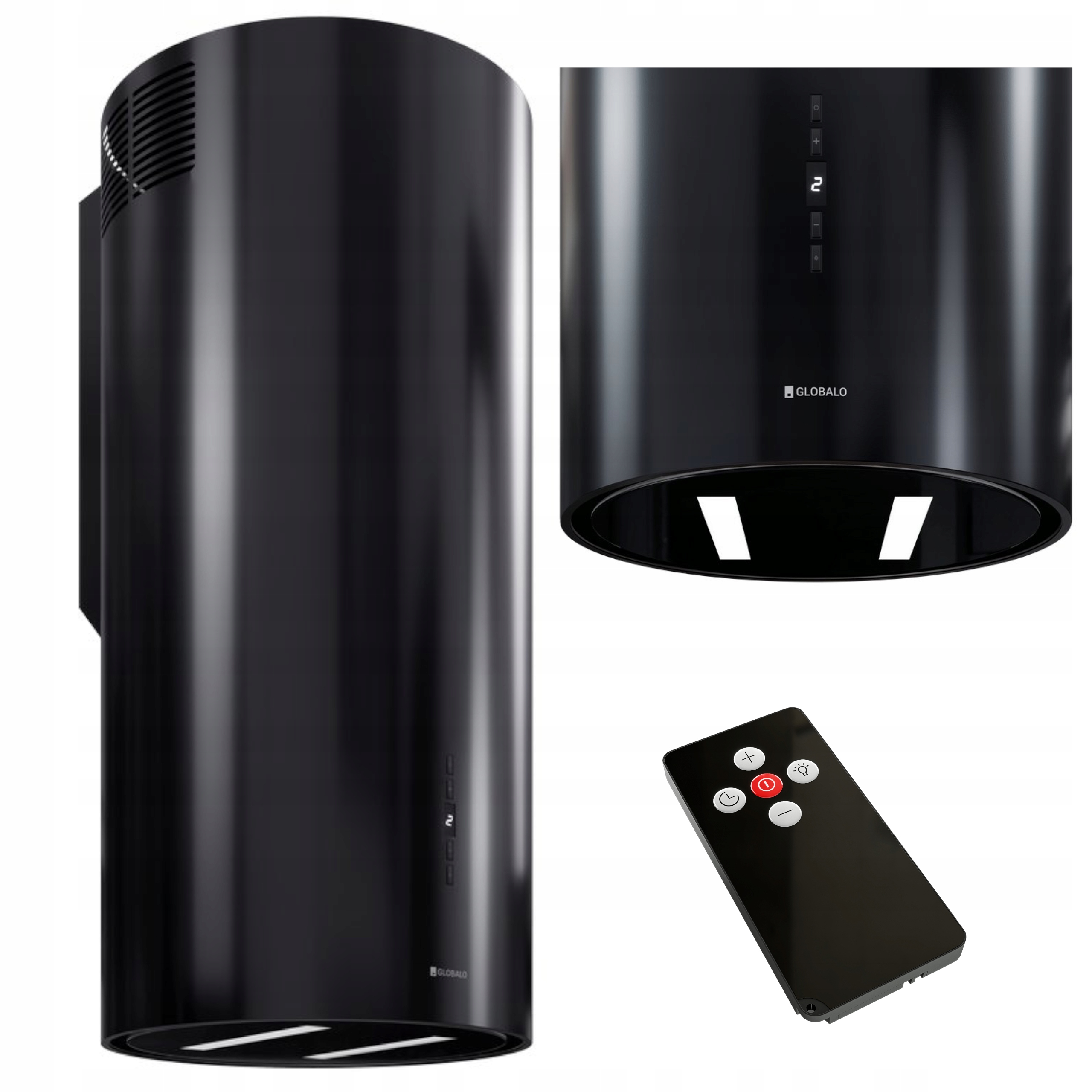 Okap kuchenny kominowy ścienny Tuba Globalo Wereniso 39 cm Black Czarny