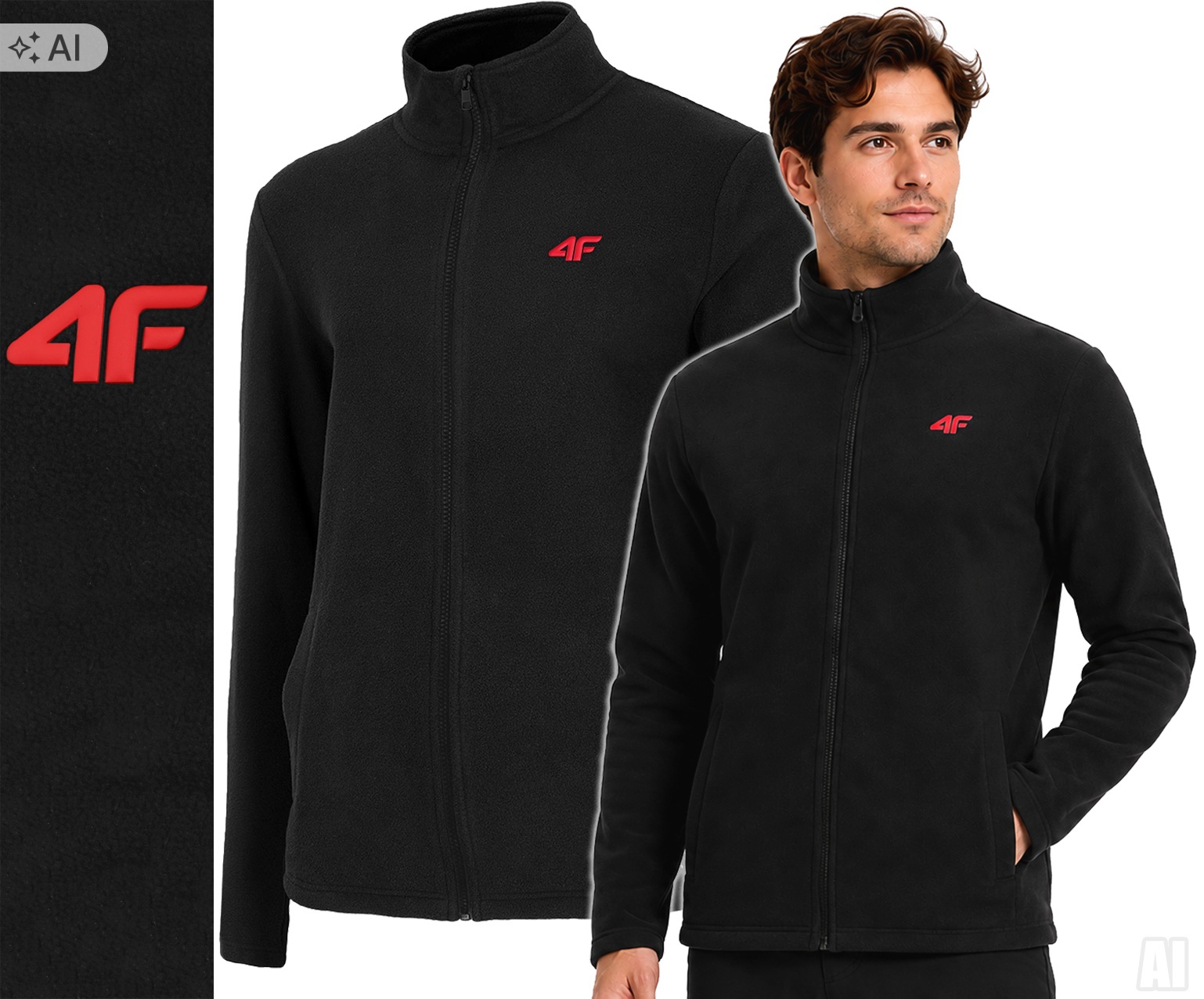 Polar Męski 4F bluza polarowa rozpinana bez kaptura sportowa M549 M