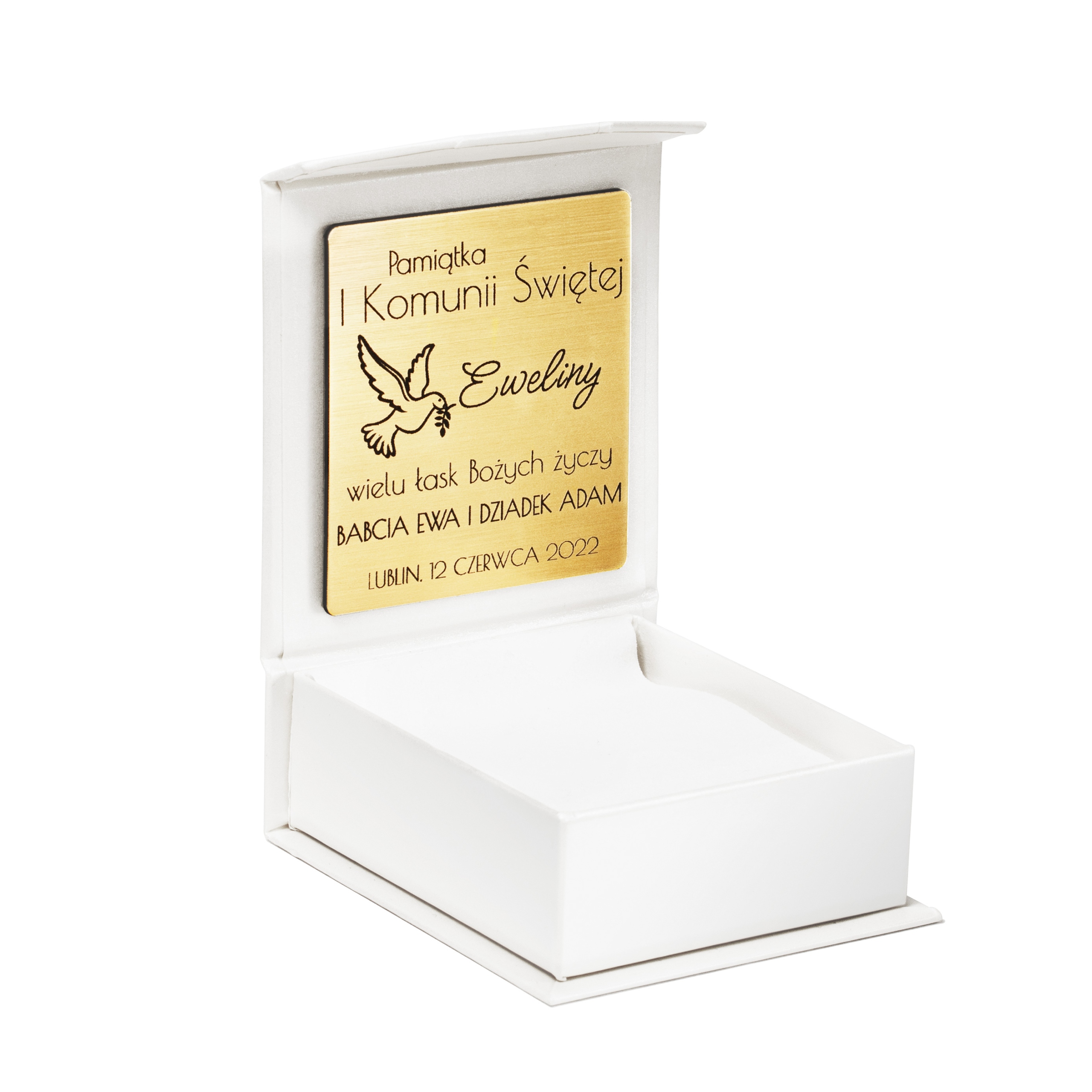 złoty komplet 585 gładki krzyżyk i łańcuszek Zestaw Chrzest Komunia GRAWER Płeć uniseks