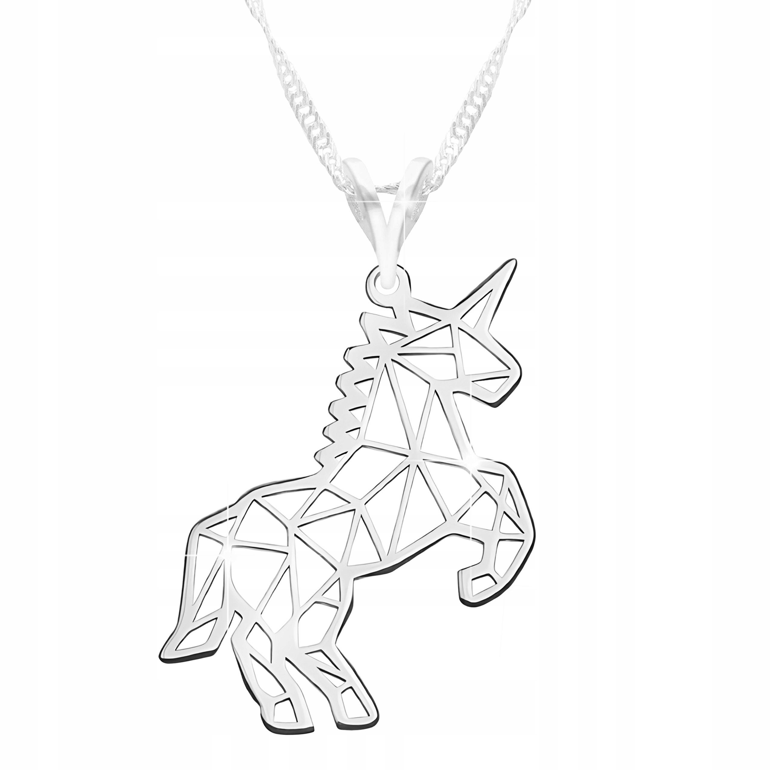 Velký stříbrný náhrdelník 925 pro přátele Jednorožec s destičkou Jednorožce