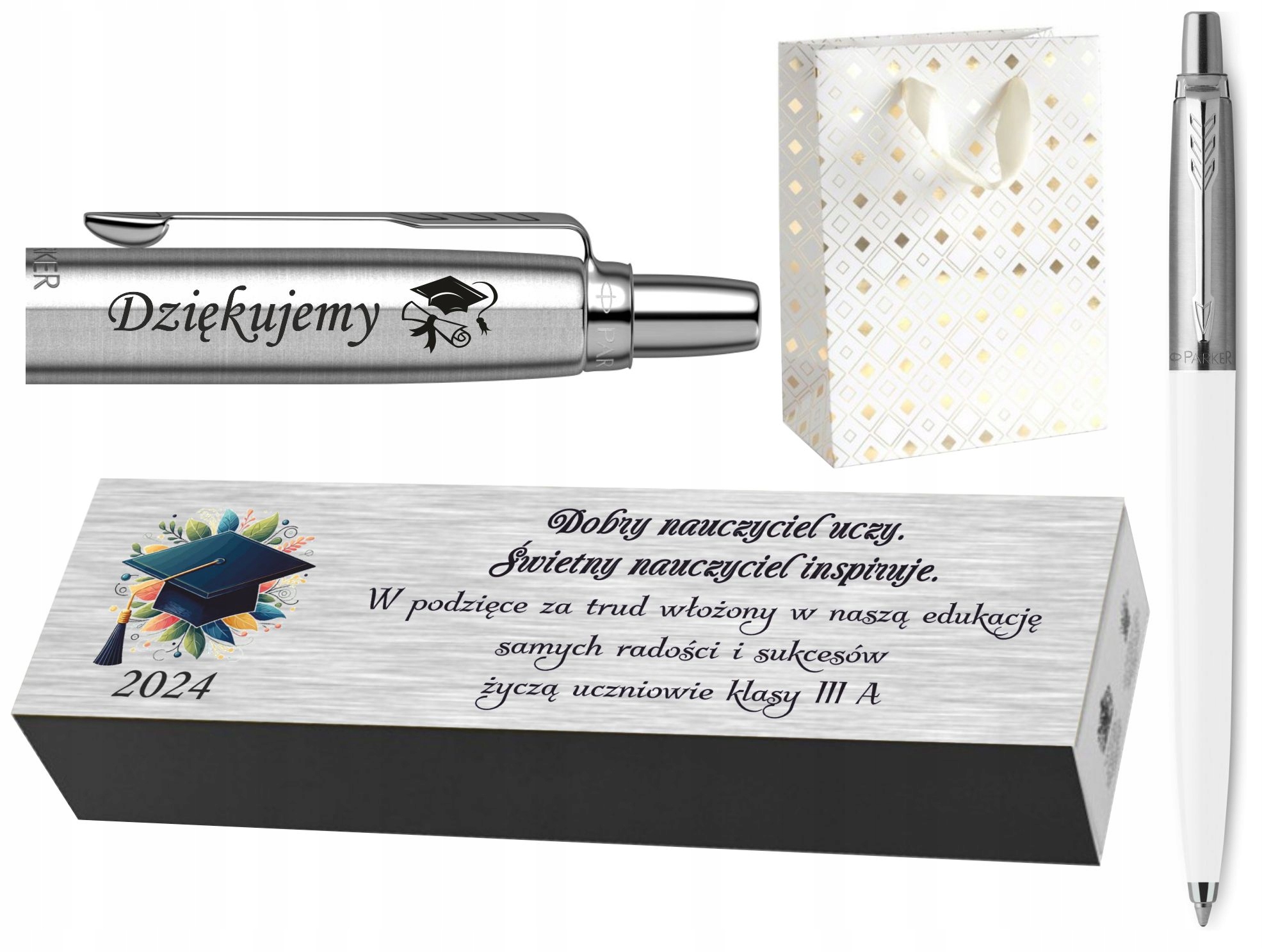 PARKER PREZENT DLA NAUCZYCIELA JOTTER BIAŁY DŁUGOPIS ABSOLWENTA SZKOŁY