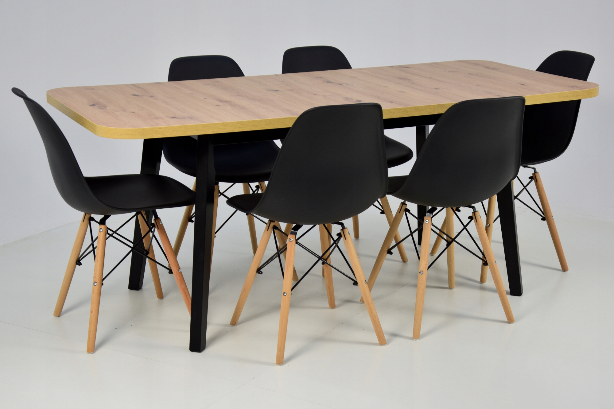 Stół 80x140/180 cm BLAT DĄB ARTISAN +6 krzeseł Materiał drewno