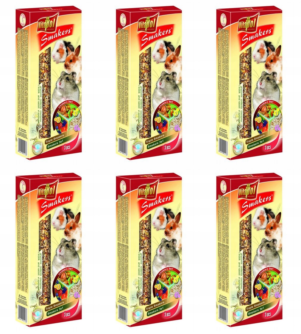 Vitapol Kolby ořech-ovoce-popcorn pro hlodavce 6 ks