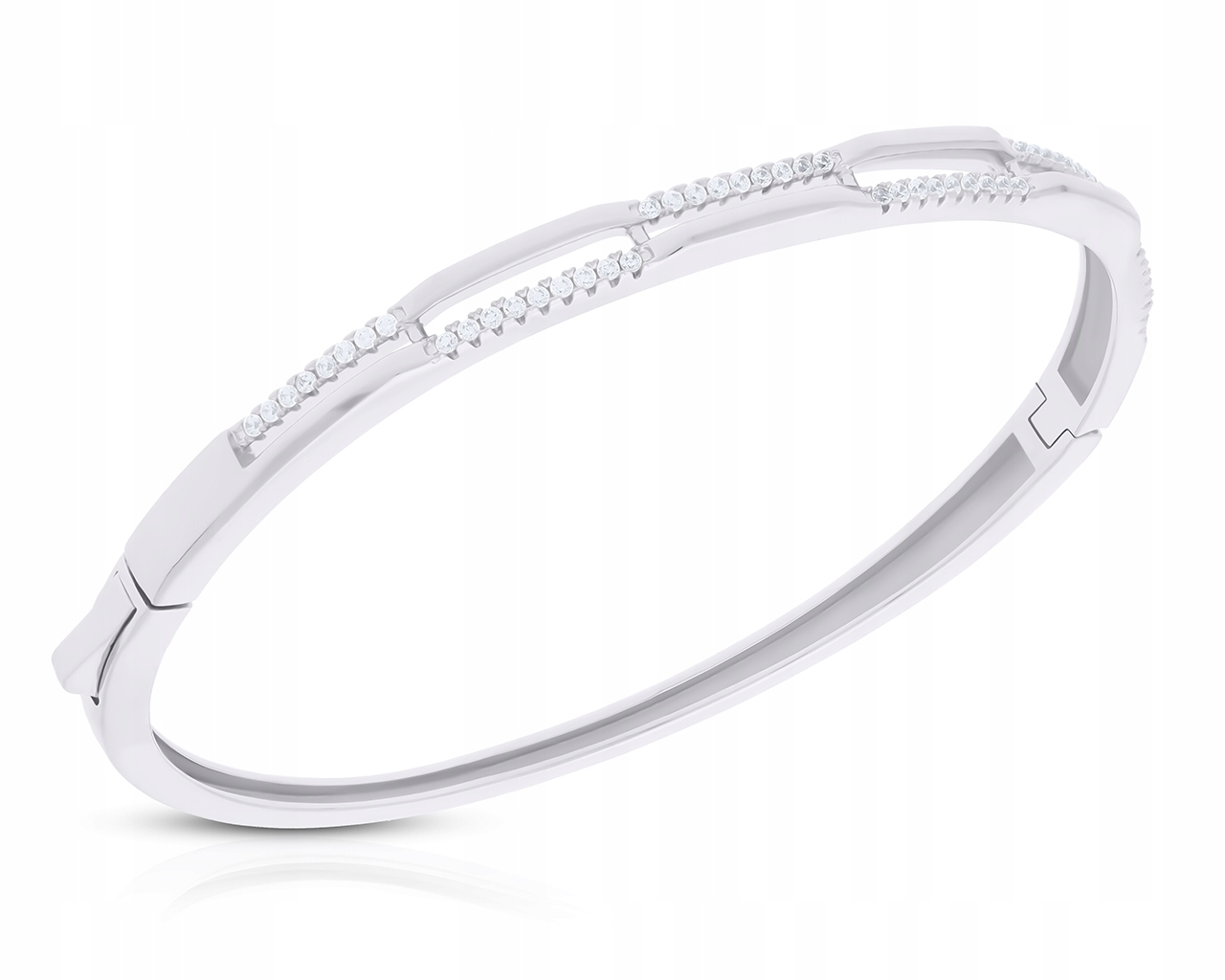 Stříbrný pevný dámský náramek s zirkony ryzost 925