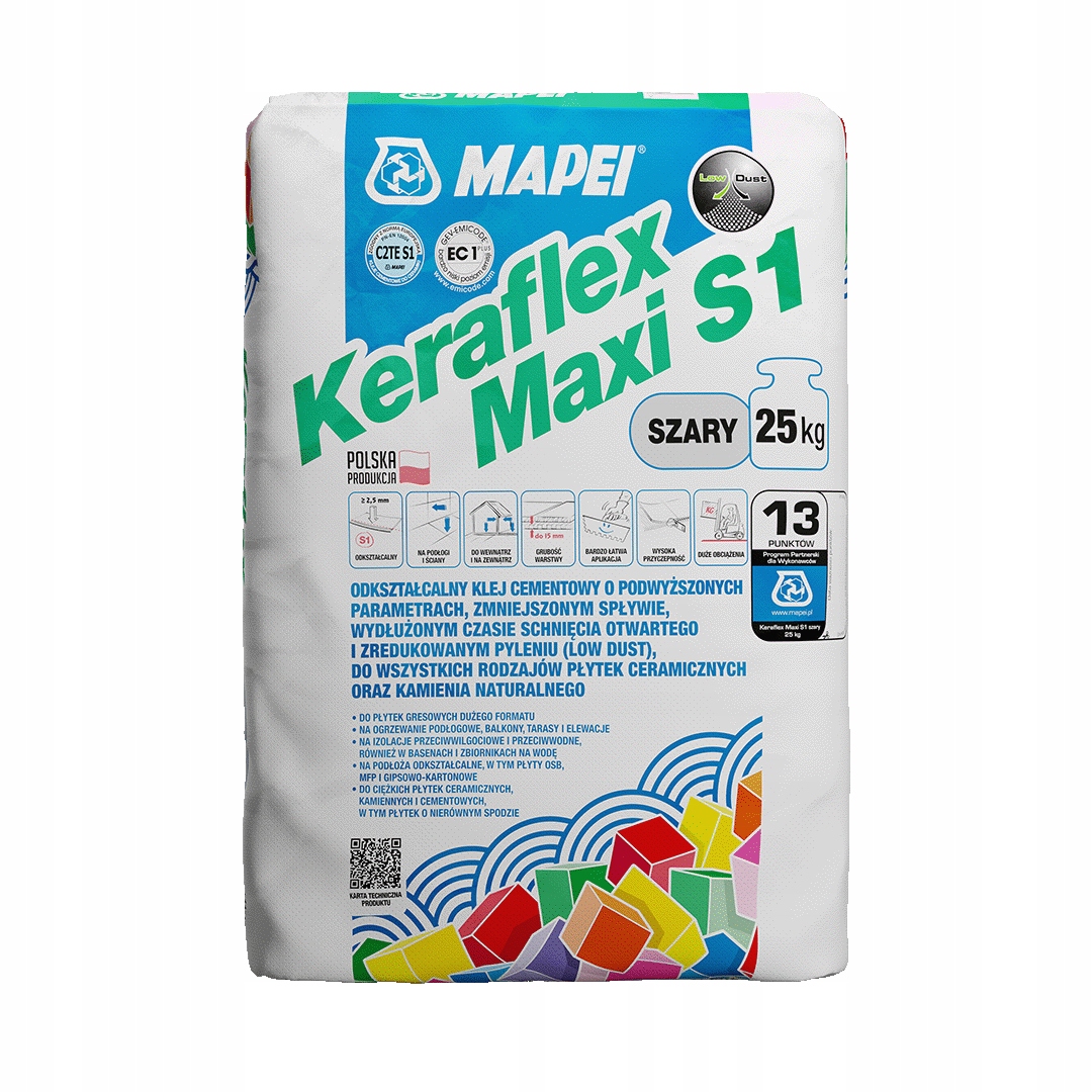 MAPEI KERAFLEX MAXI S1 SZARY KLEJ DO PŁYTEK ZAPRAWA ELASTYCZNY 25kg EAN (GTIN) 8022452094460