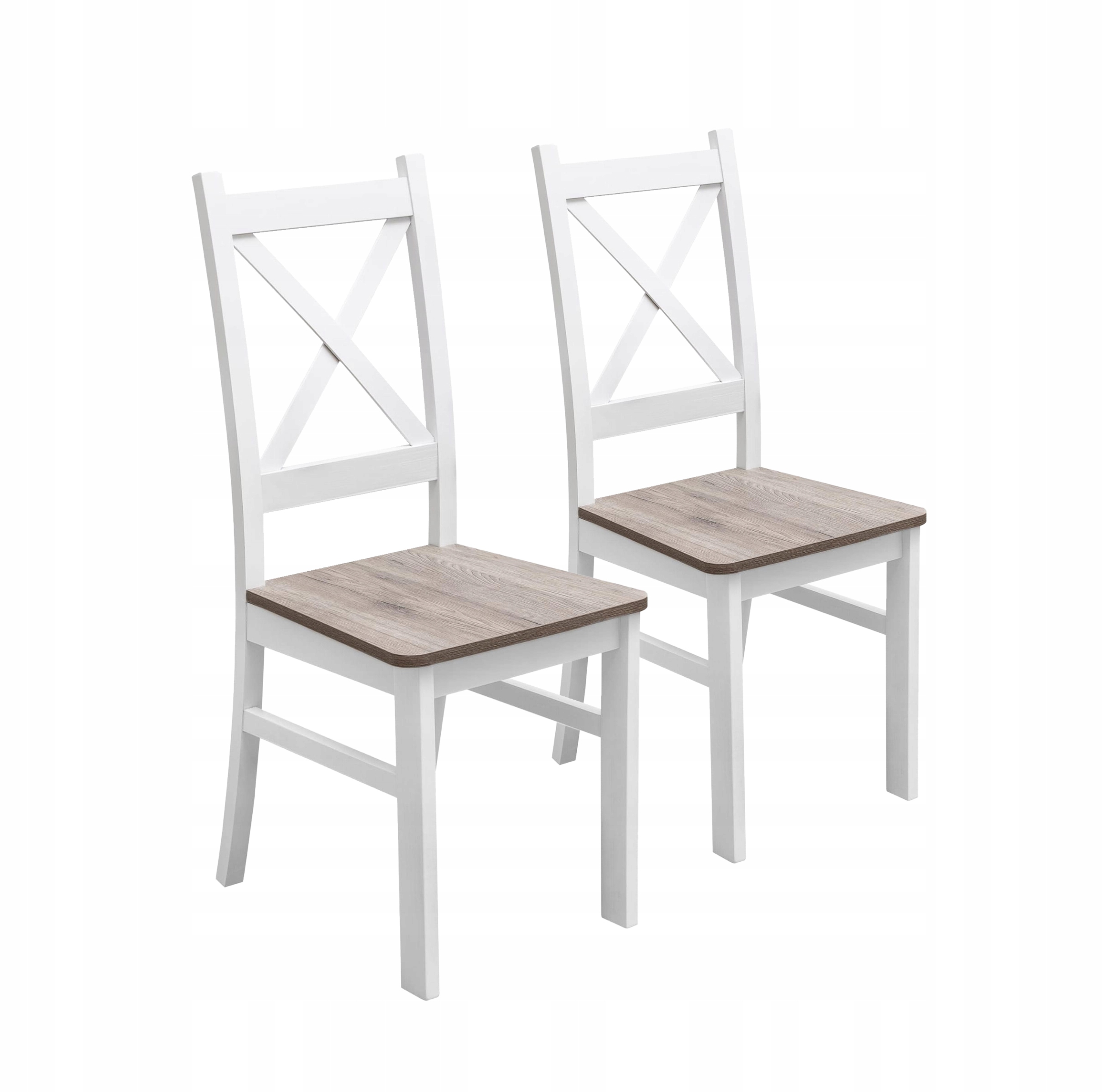 Sada 2x Dřevěná židle do obývacího pokoje Kuchyň Buk Krt Bílá/San Remo