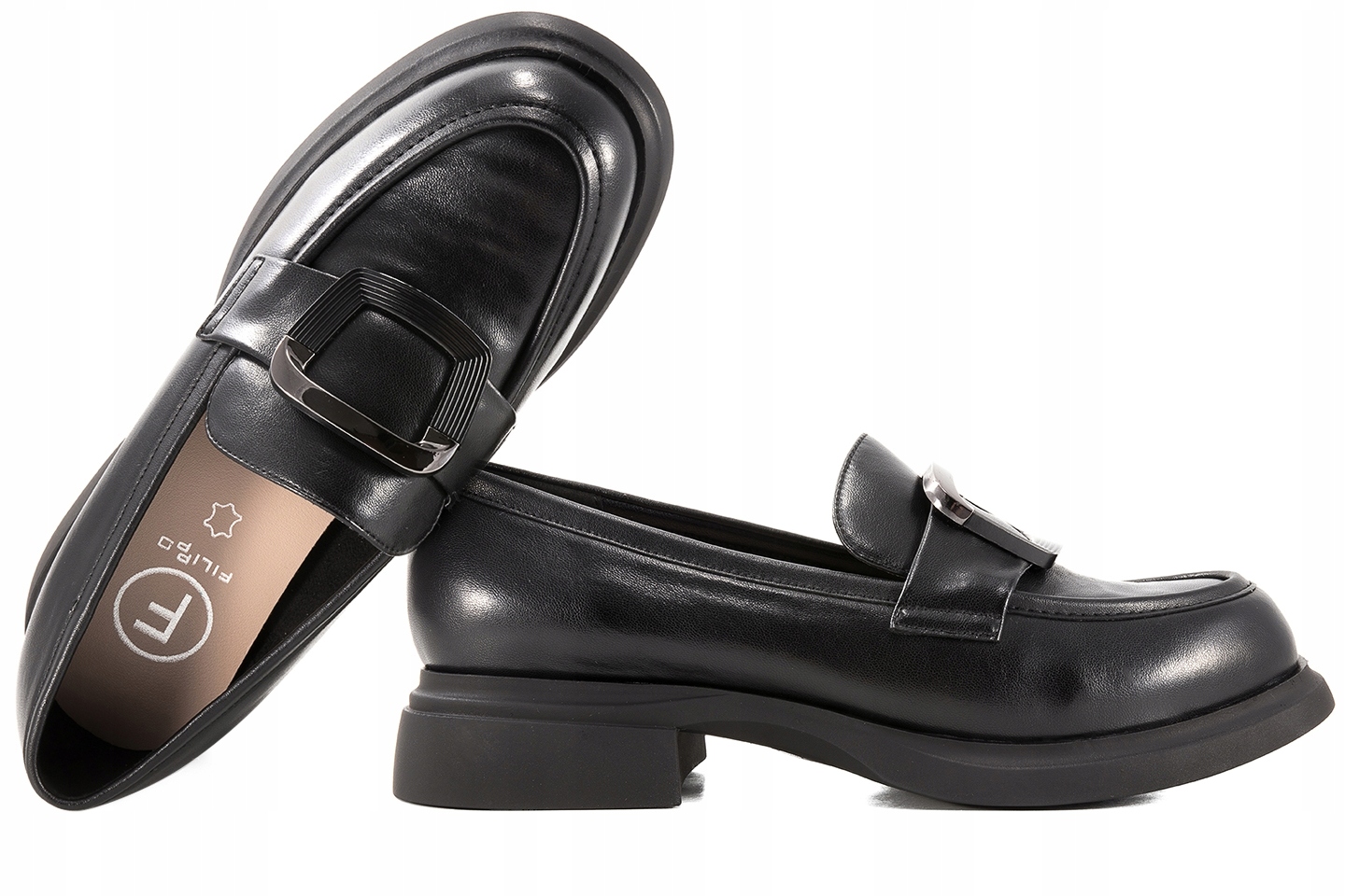 Filippo DP6175 Dámské Polobotky Mokasíny Kůže černé
