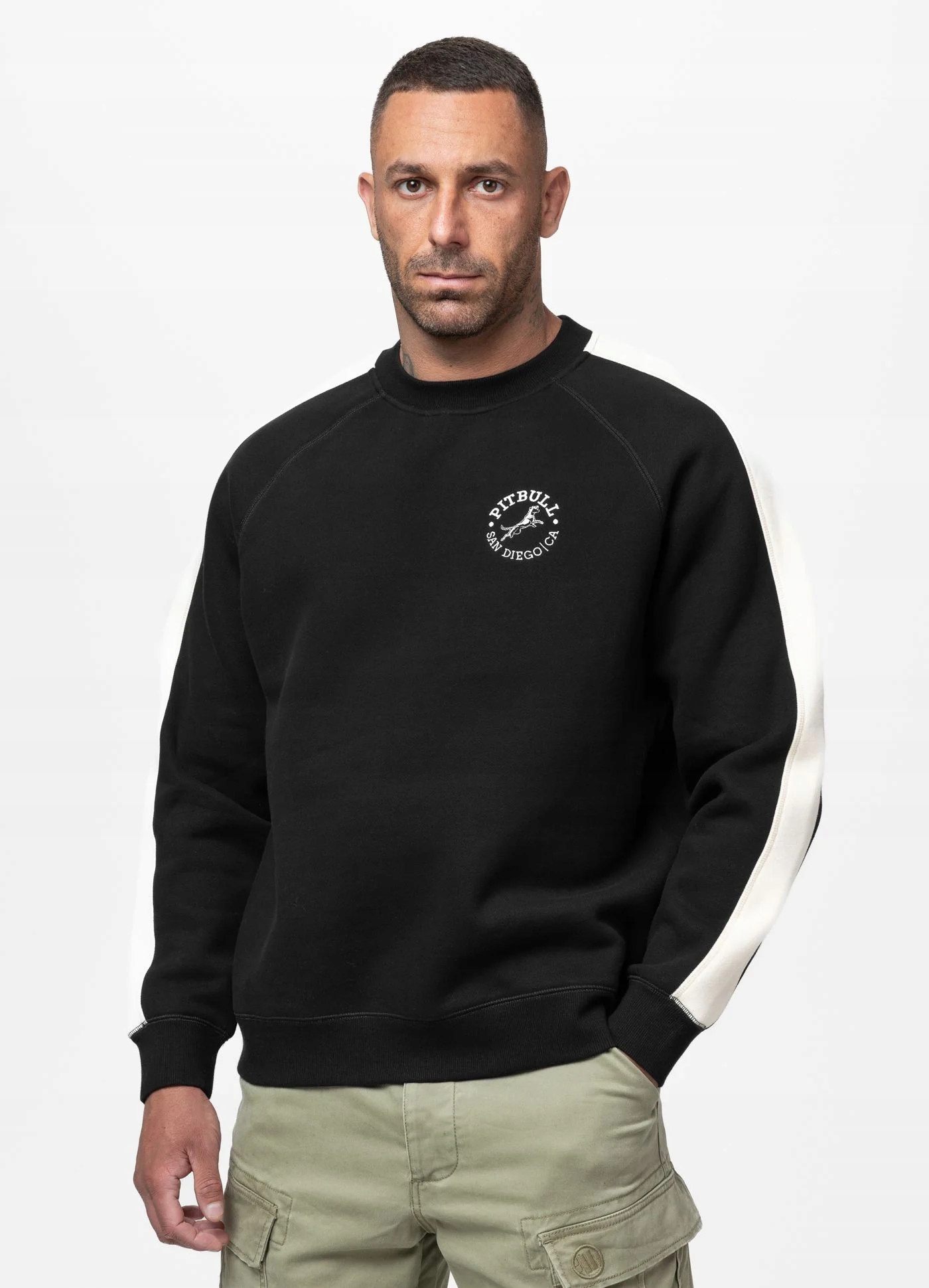 Mikina Meska Crewneck Pit Bull West Coast San Diego Ca Černá Bavlněná S