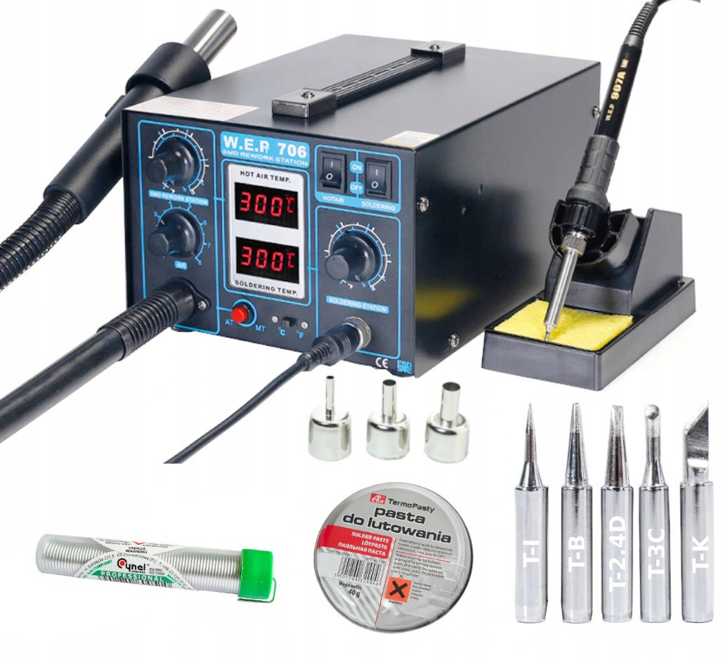 

Stacja Lutownicza Wep 706 2w1 +groty Pasta Cyna