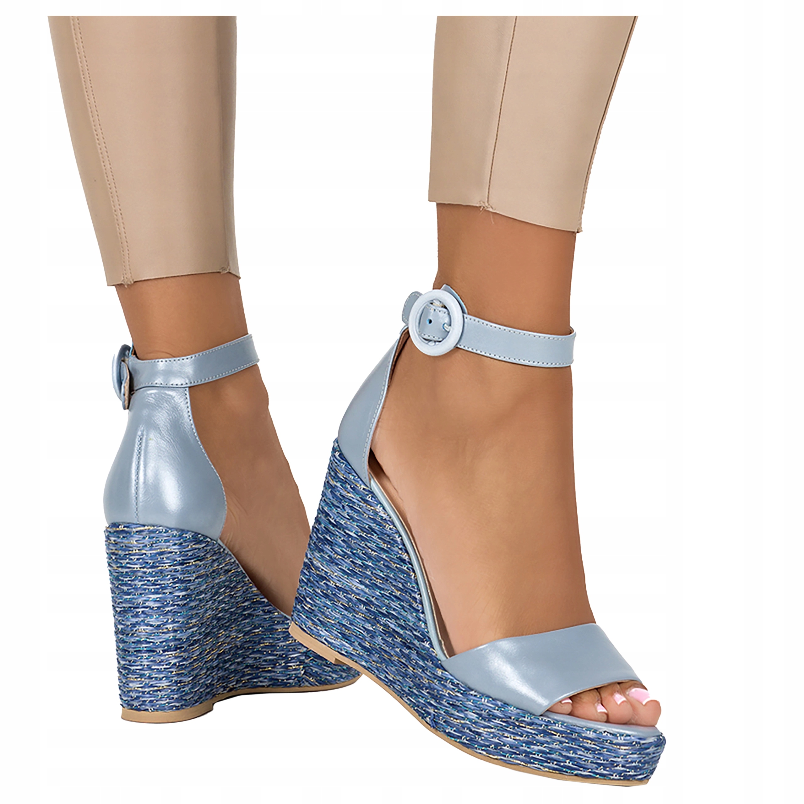 Kožené dámské Sandály Na Ozdobném Podpatku Elegantní Lehké vel. 40