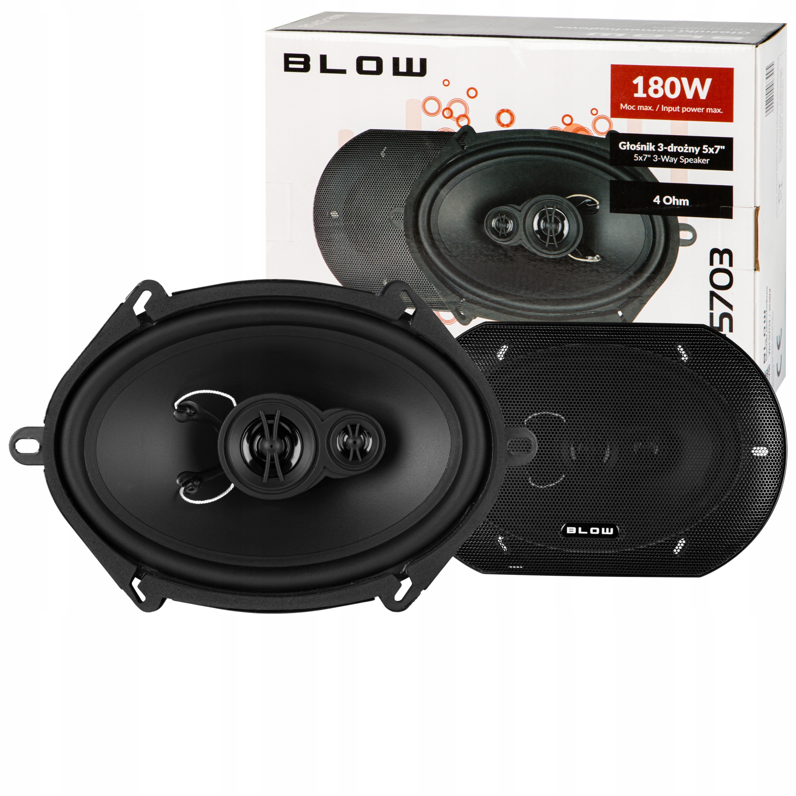 2x Výkonné Automobilové Reproduktory 180W 5x7" 4Ohm Oválné Elipsy 3 Drahé