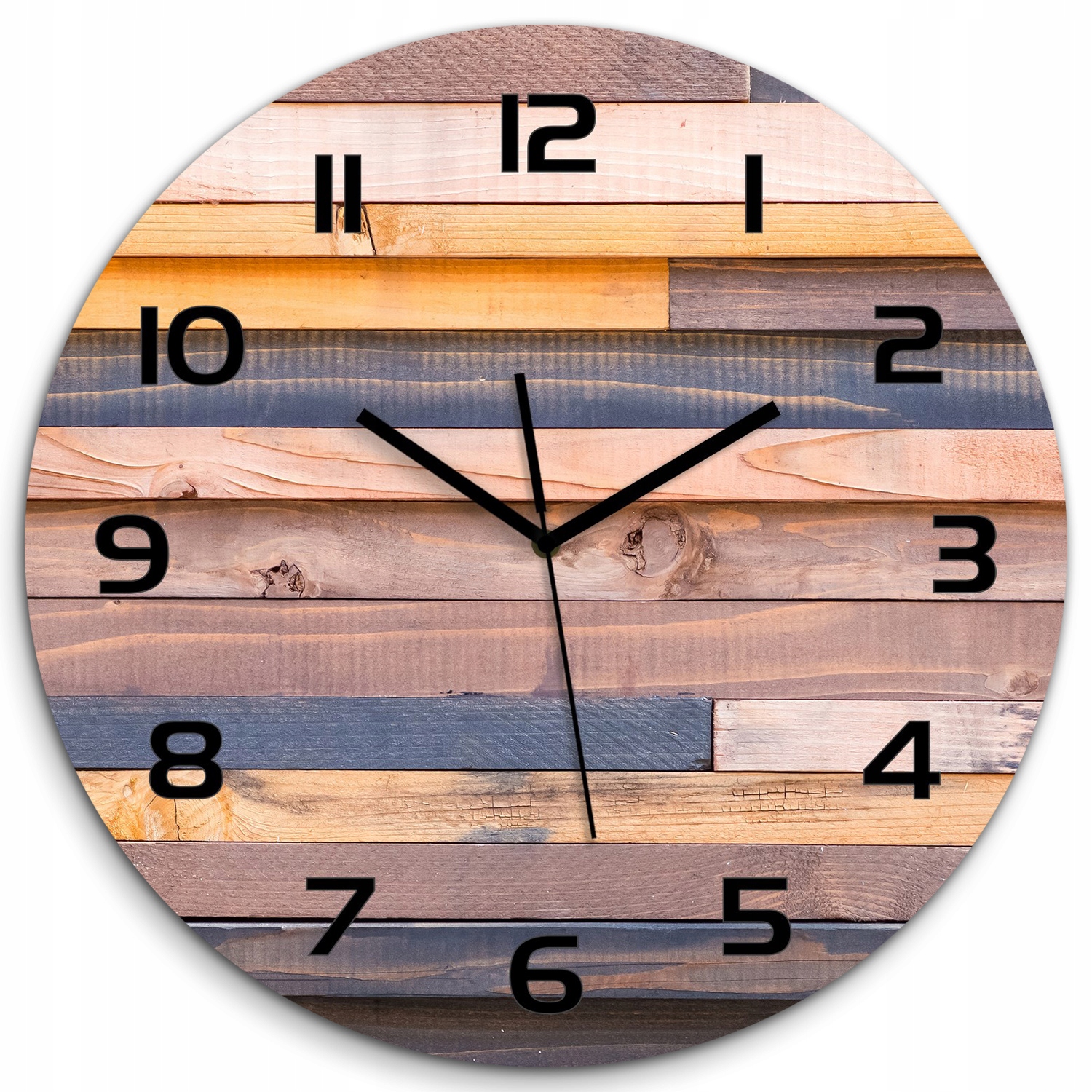 

Duży szklany zegar ścienny Drewniana ściana fi 60