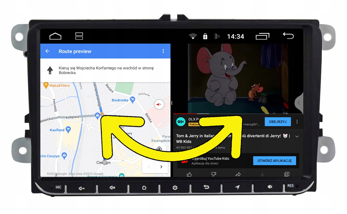 RADIO 9'' ANDROID GOLF VI 6 VW PASSAT B6 B7 Komunikacja Bluetooth Wi-Fi
