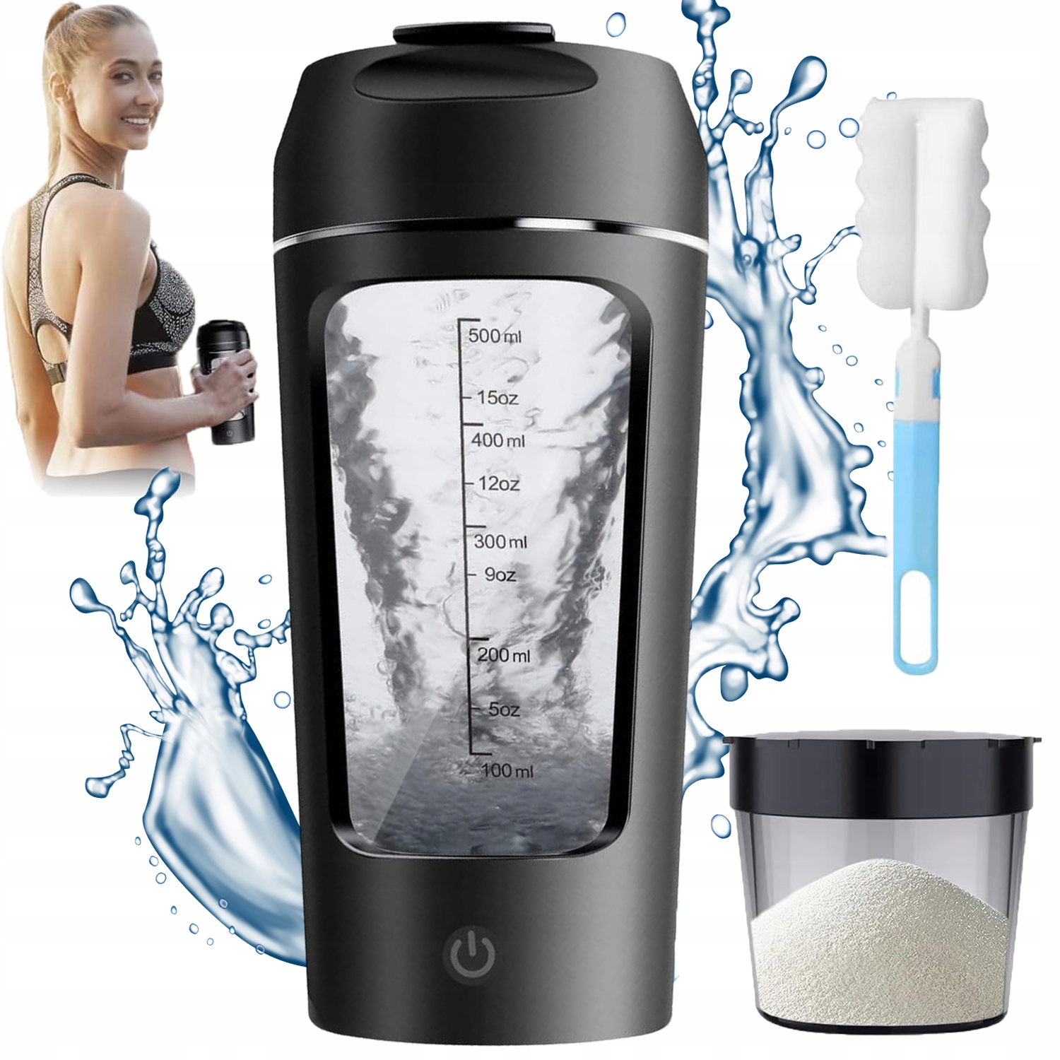 Šejkr 650 ML, Pevný, Pevný, Černý Šejkr Na Bílkoviny A Kondicionéry
