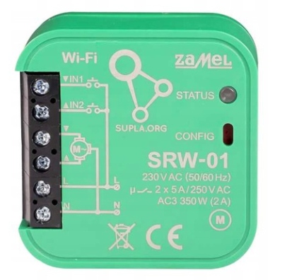 Sterownik rolet dopuszkowy WiFi 230V Supla SRW-01 Zamel