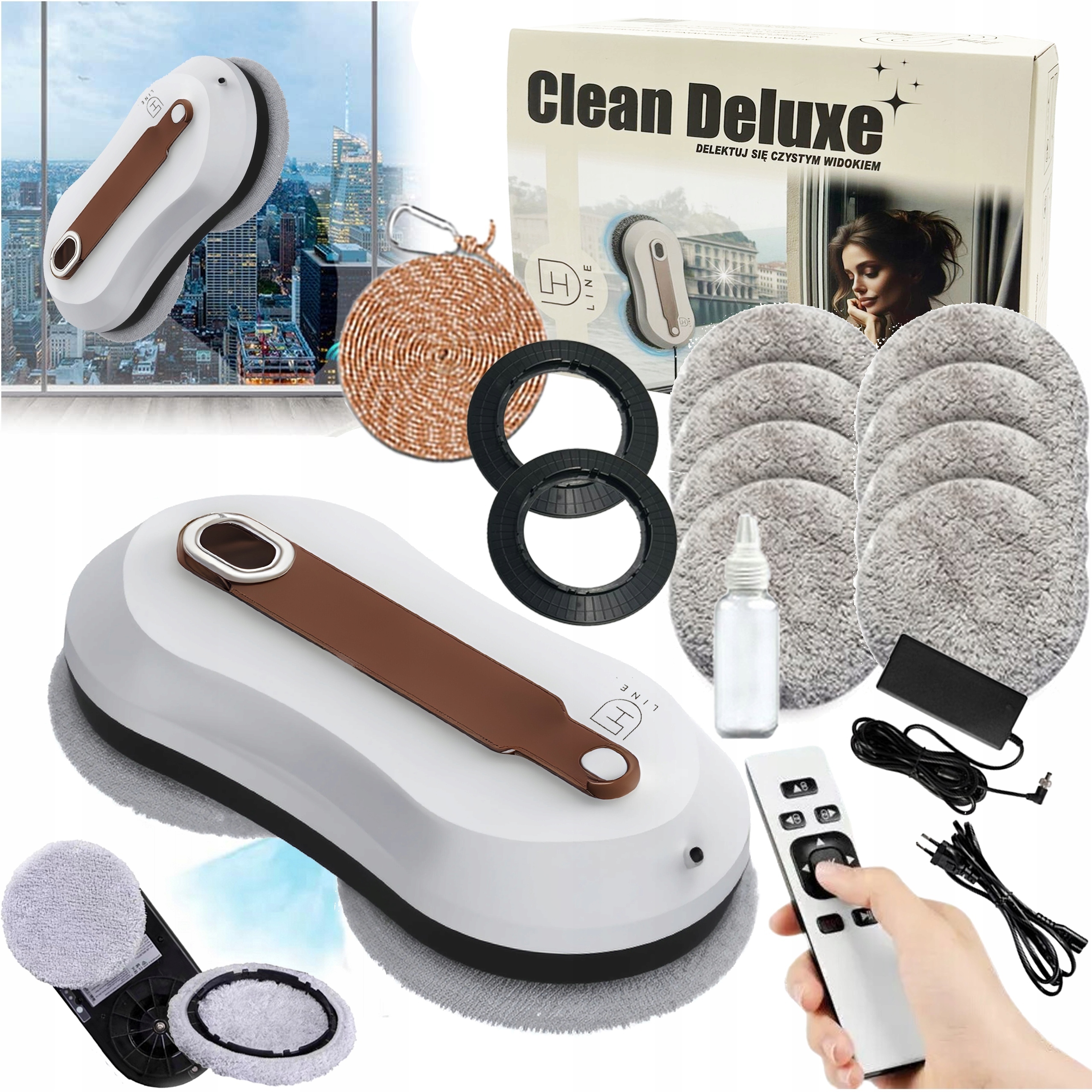 Robot Do Mycia Szyb Okien Lustra Automatyczna Myjka 10 Mopów Zestaw XXL