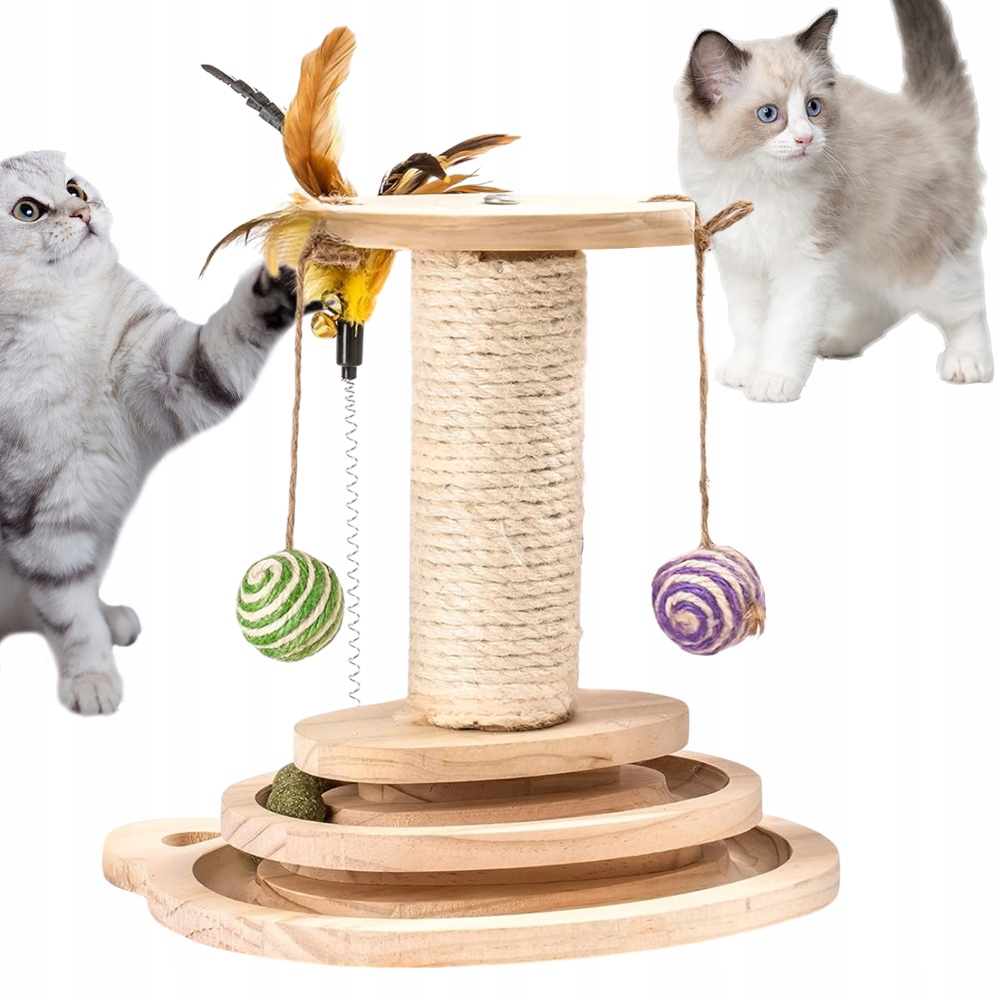 Levně Hračka Pro Kočky Věž S Otočnými Policemi A Sisalovým Škrabadlem 30X24X30 CM