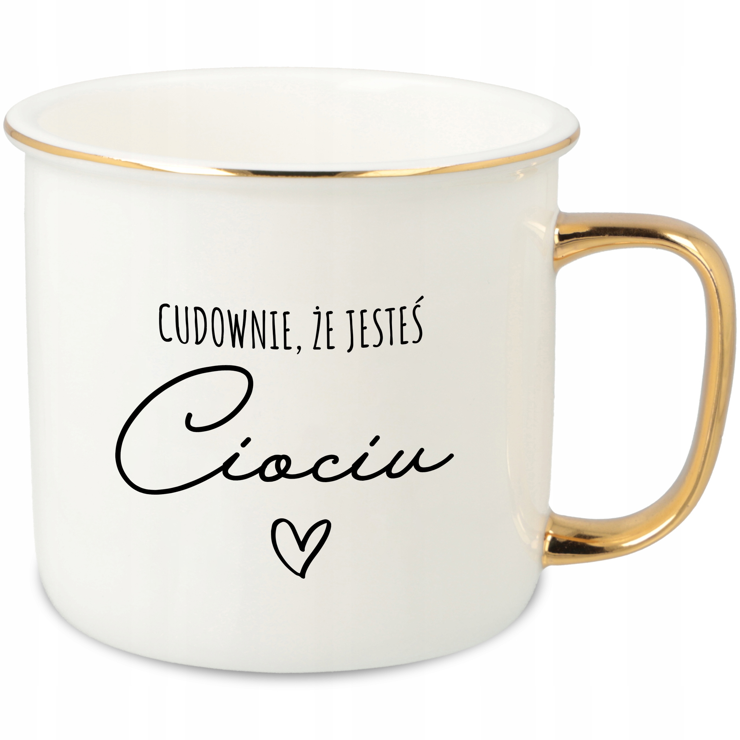 Hrnek Ucho Forma Zlatý Porcelánový Retro 280ML Dárek Pro Tetu MIX Vzorů