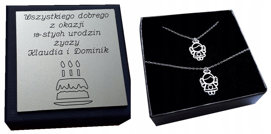 

Srebrny komplet Aniołek anioł Komunia Grawer SR925