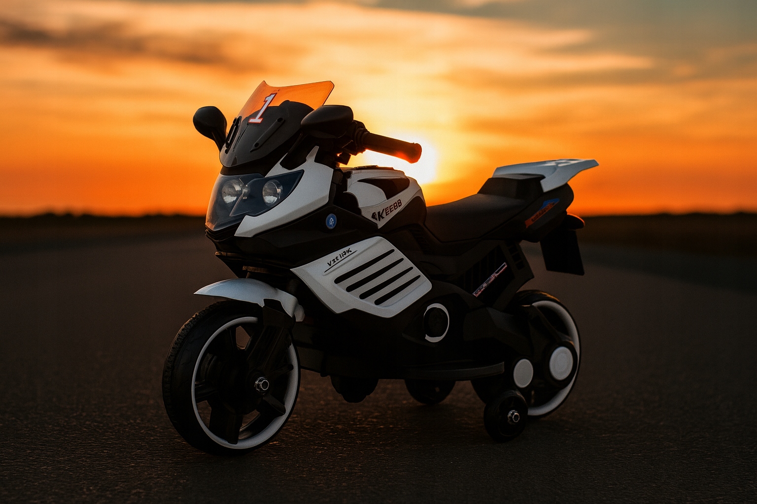 Motor motocykl ścigacz na akumulator światła LED dla dzieci biały