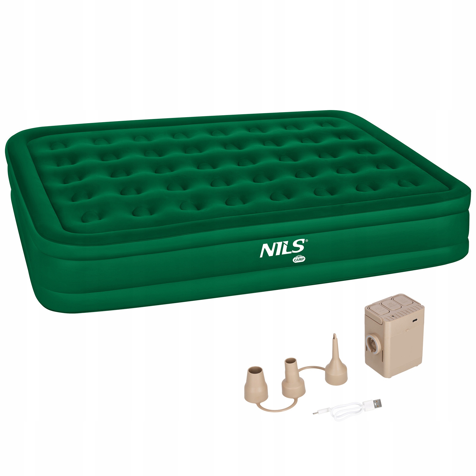 Materac Dmuchany Dwuosobowy King Size Nils Camp NC2808 Pompka Elektryczna