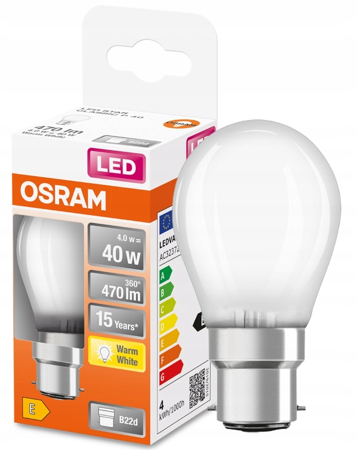 

Osram żarówka Led kulka 4W 40W 2700K B22d