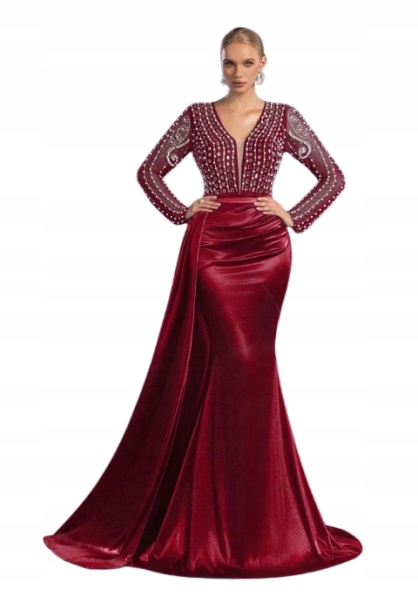 Shein Červená Večerní Sukně S Flitry A Dlouhým Rukávem XL 1KK