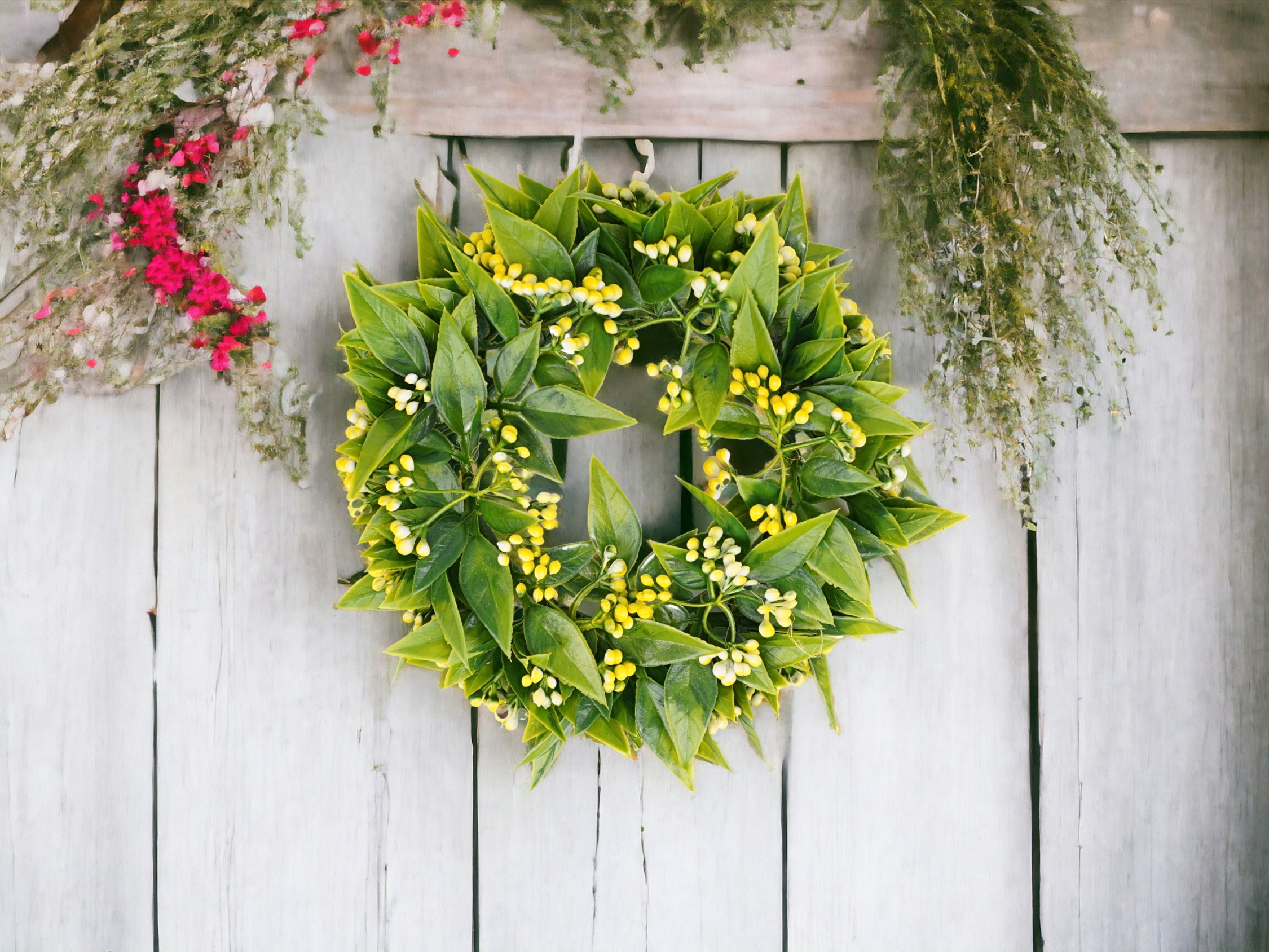 WIANEK RUSKUS GĘSTY LIŚCIE NA STÓŁ DRZWI ŚWIECĘ BOHO MINI KULKI 22cm Typ inny