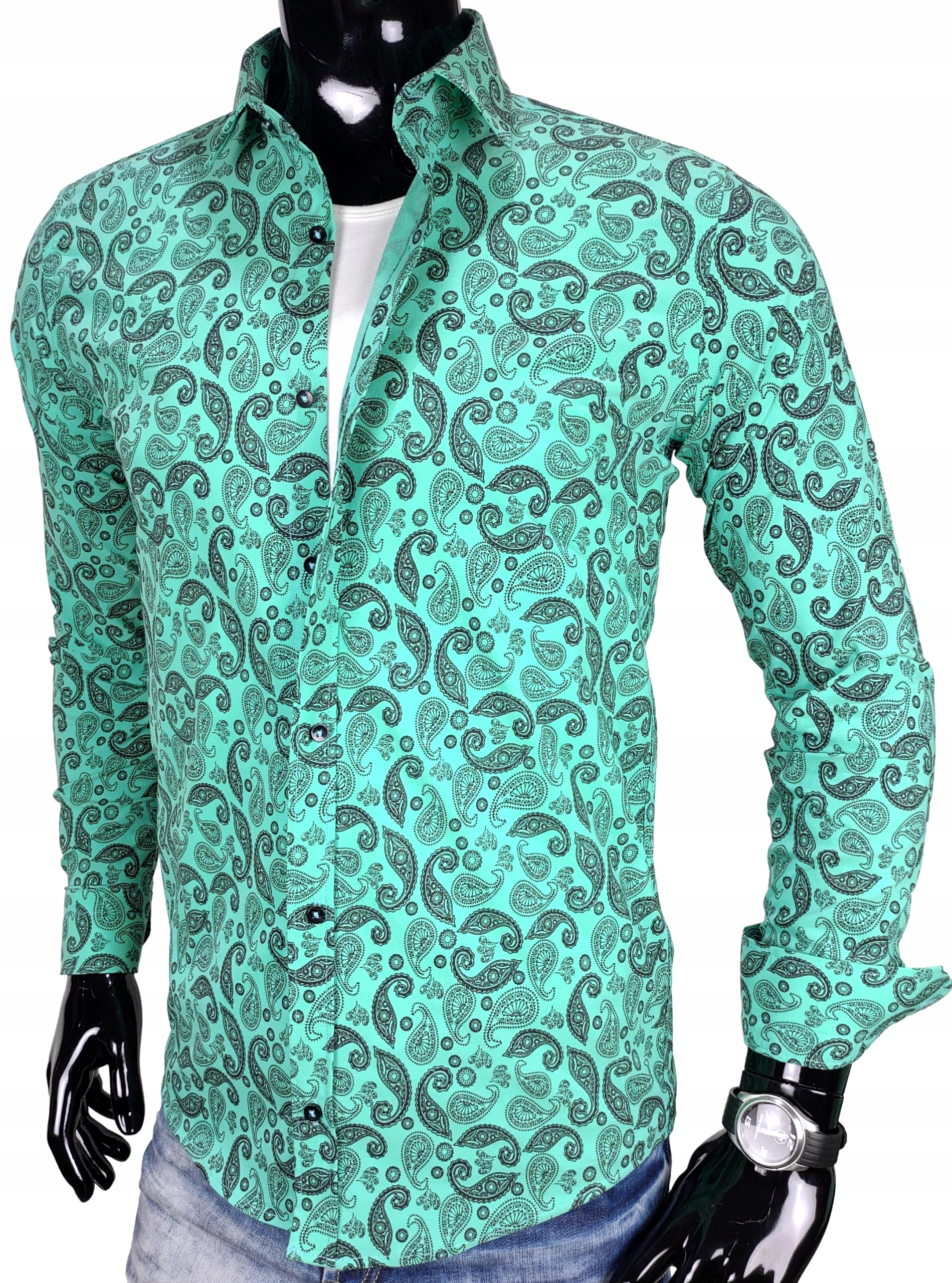 

Koszula męska turkusowa slim fit EN254 r. L