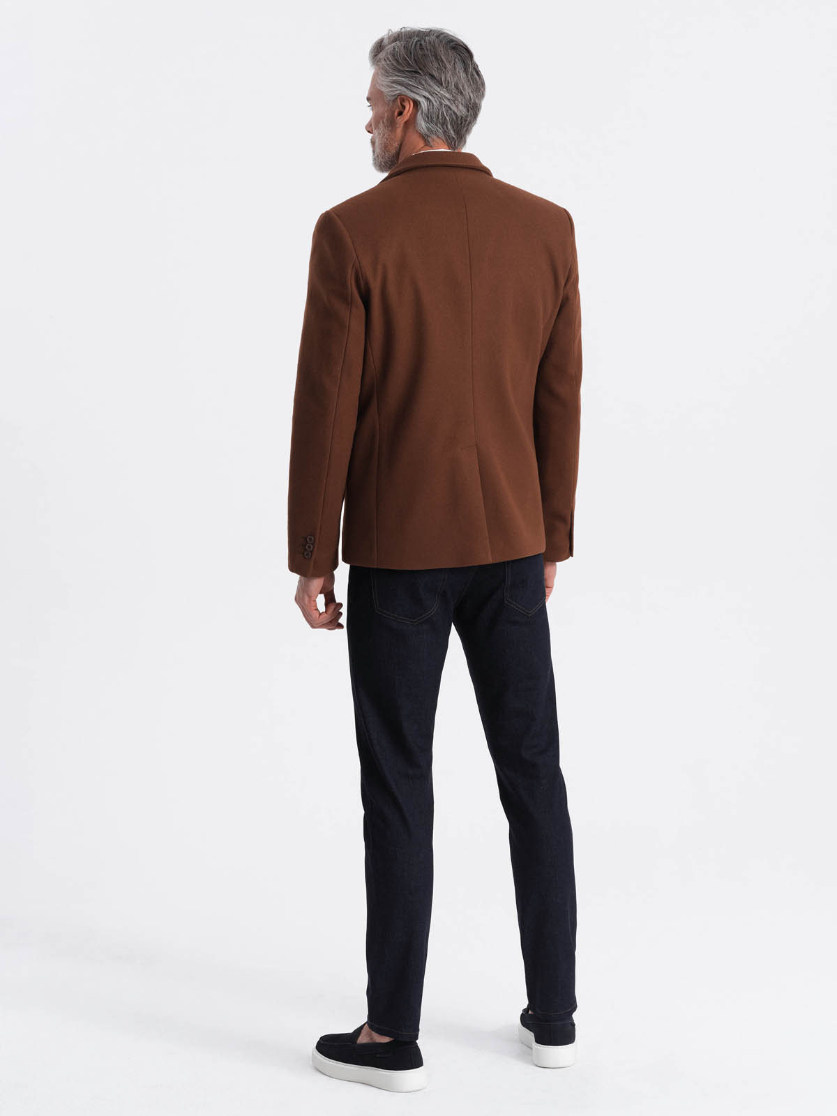 Marynarka męska casual z guzikami czekoladowy brąz V1 OM-BLZB-0118 M Rodzaj jednorzędowy