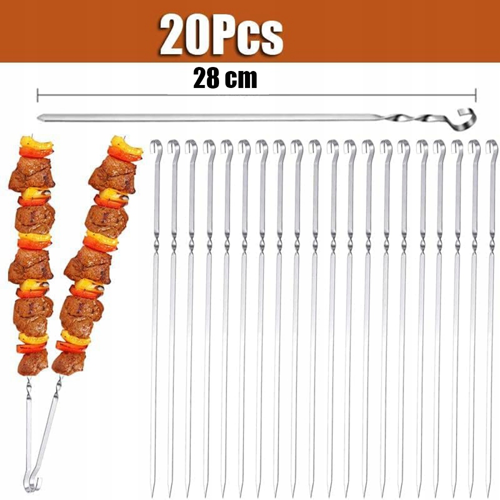 SZASZŁYKI DO KEBABA, 20 SZT. SZASZŁYKI DO GRILLA ZE STALI NIERDZEWNEJ 28 CM Producent bez marki