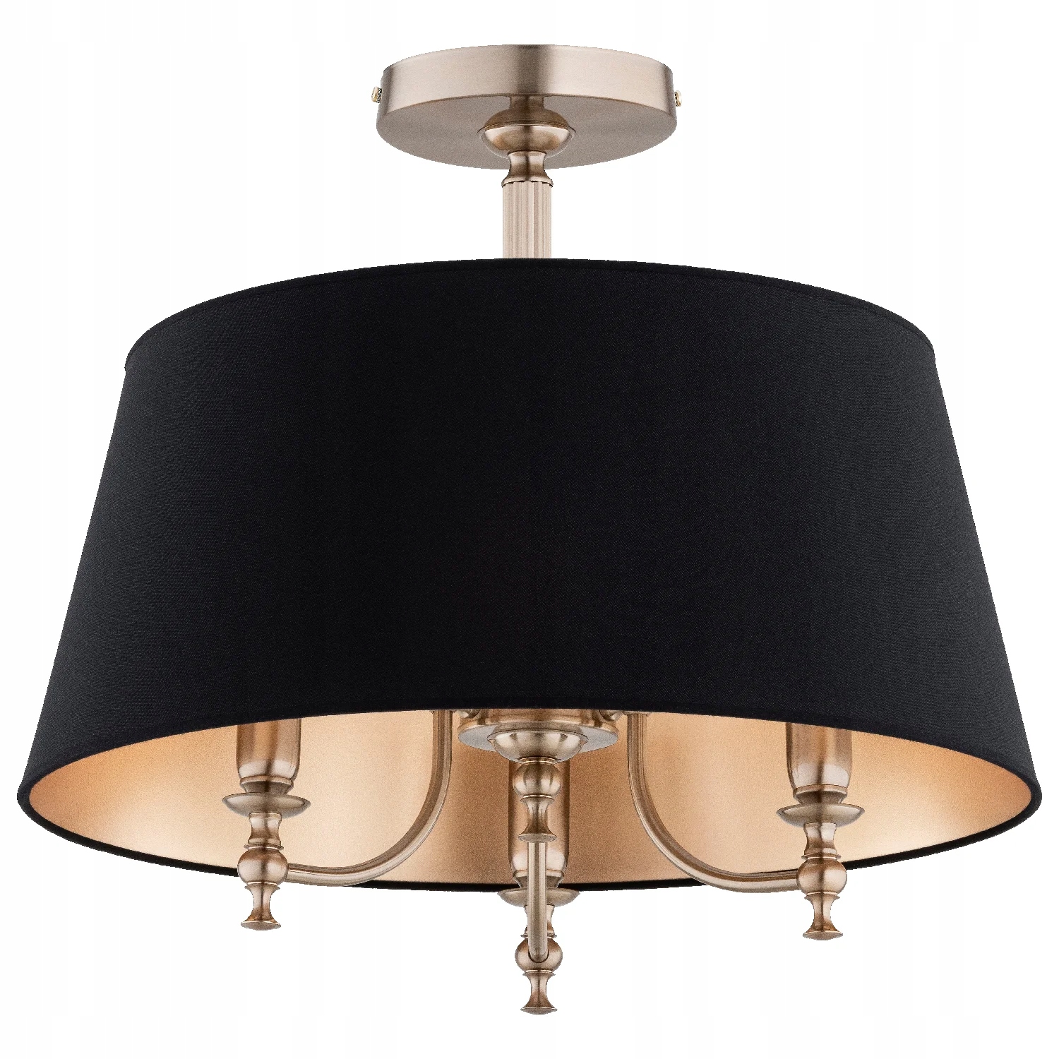 Zlatá stropná lampa s čiernym tienidlom 3xE14 10W Rosetta Alfa