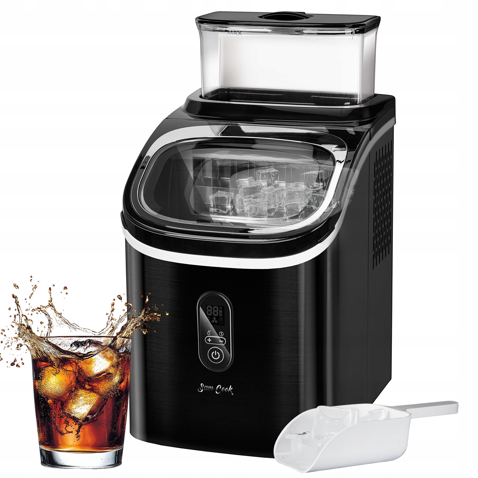 Výrobník ledu výkonný 15 kg kostek za den, velký, černý PSC-160/B