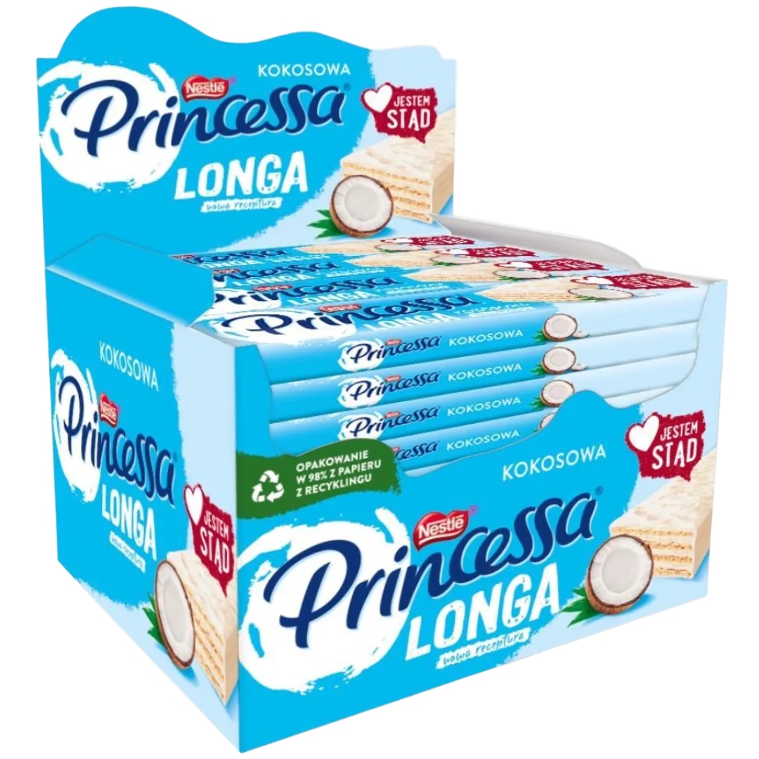 Levně Princesso Longa Wafel s kokosovým krémem zalitý bílou polevou 40 g x 30 ks