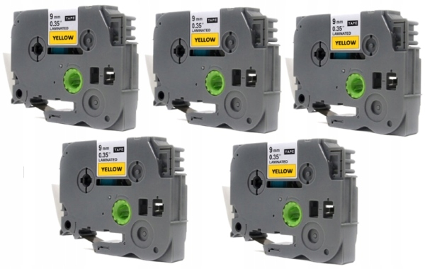 5 X Taśma Zamienna Do Brother TZe-621 9MM 8M Żółta