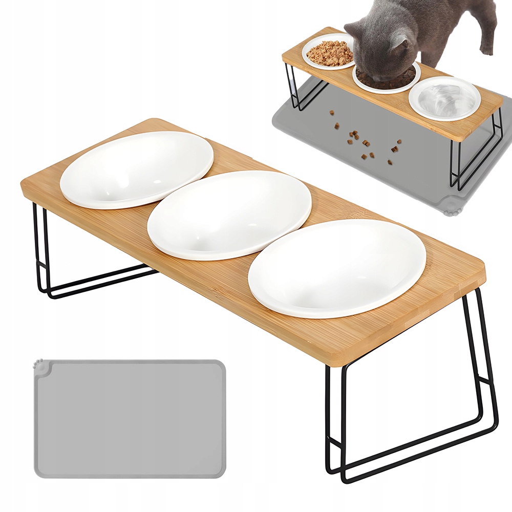 Levně Misky 3 Kusy S Bambusovým Stojanem A Silikonovou Podložkou