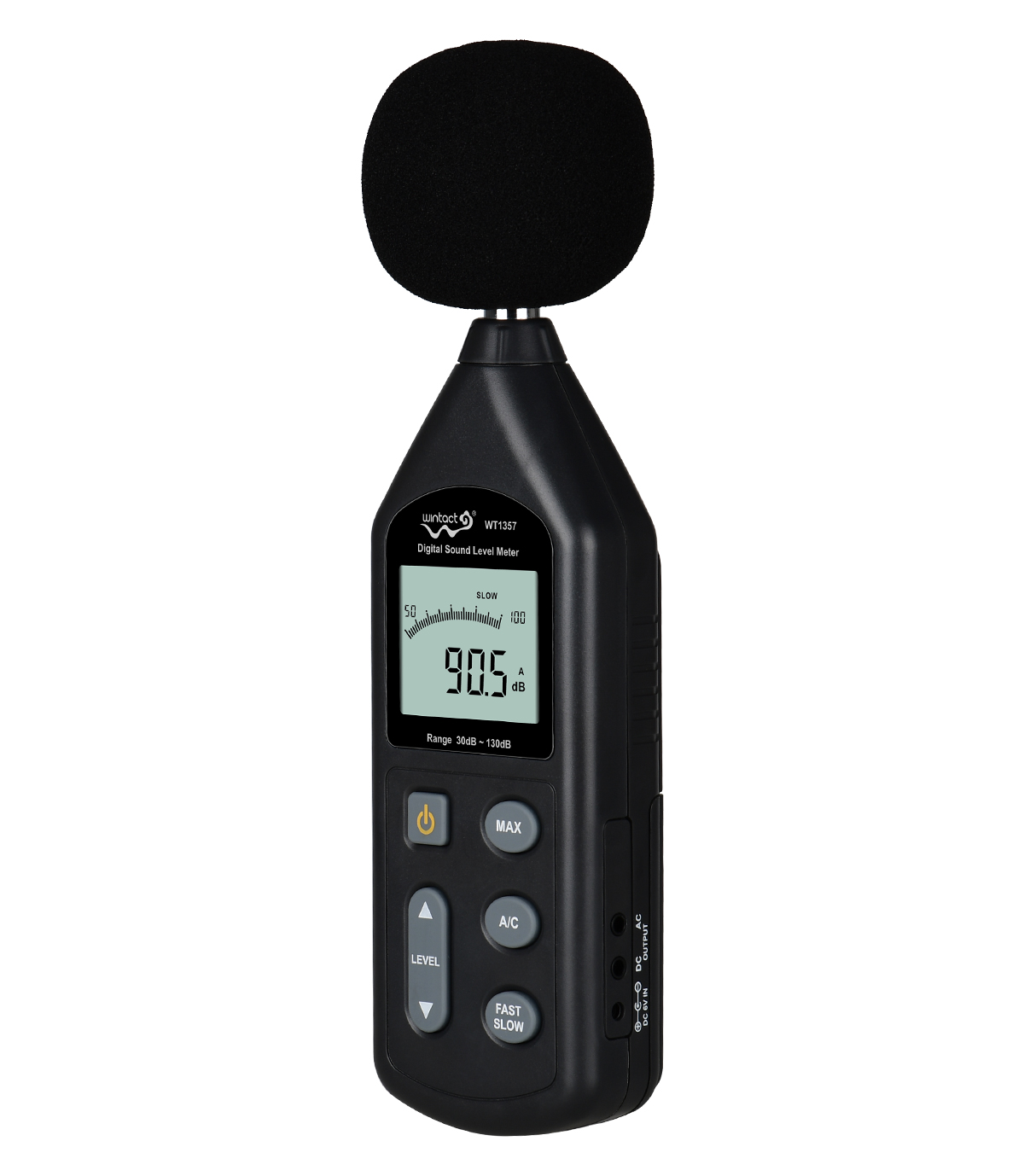 SONOMETR DECYBELOMIERZ A/C MIERNIK NATĘŻENIA POZIOMU DŹWIĘKU LCD Z WALIZKĄ Zakres pomiaru 30-130 dB