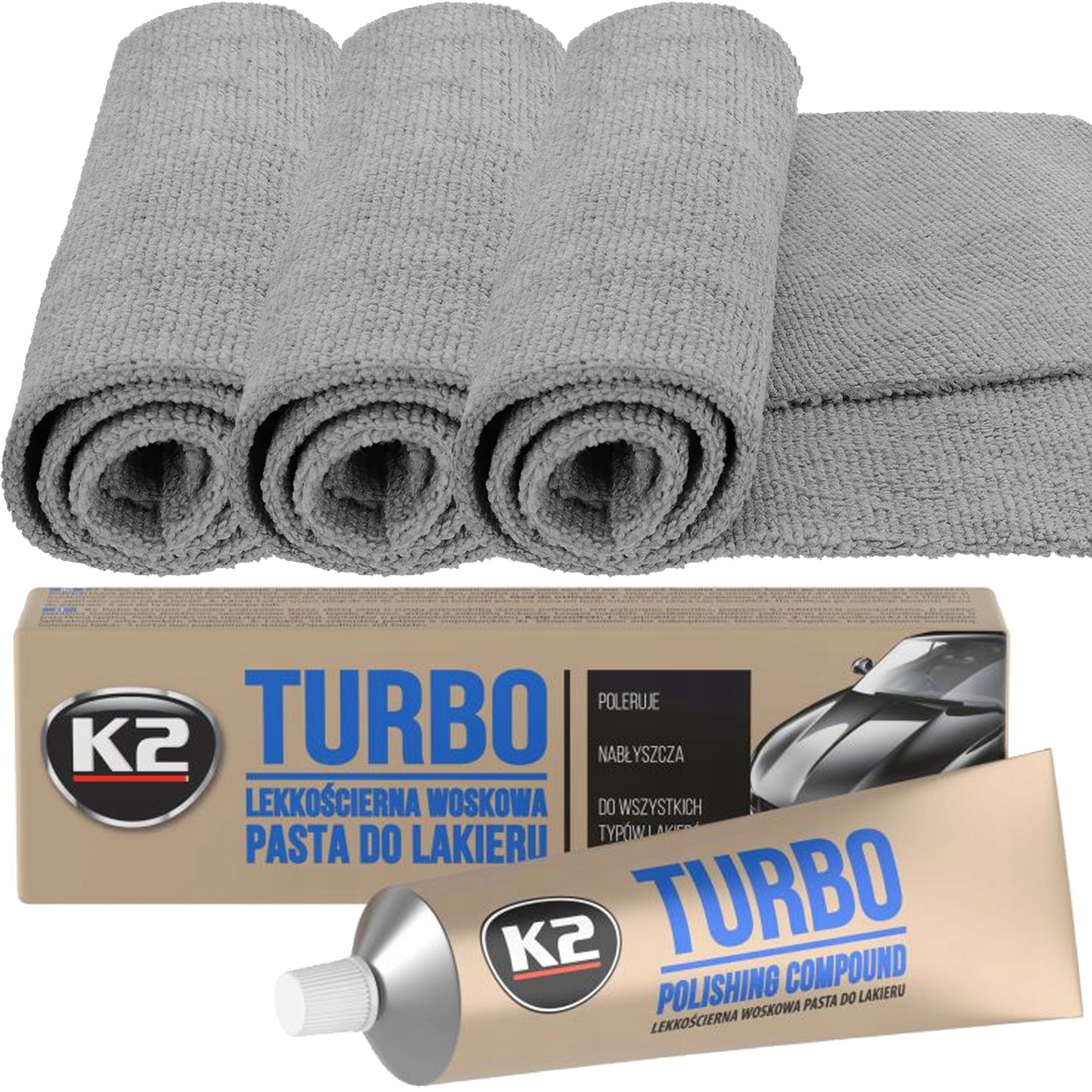 Zestaw Do Polerowania Lakieru K2 Pasta Polerska Turbo Tempo 3 X Mikrofibra