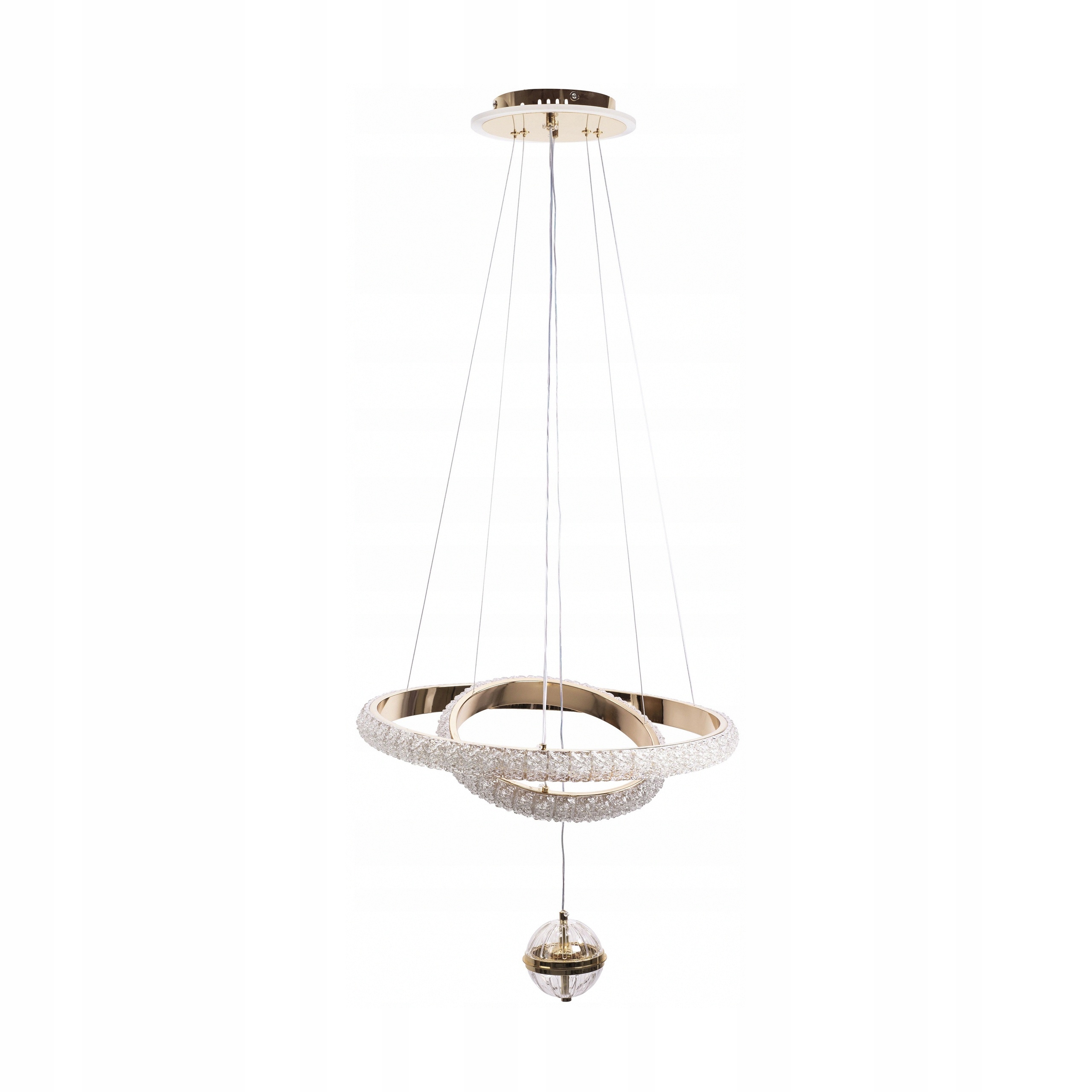 Závesná stropná lampa s dvojitým prsteňom Zlatá Led Moderná