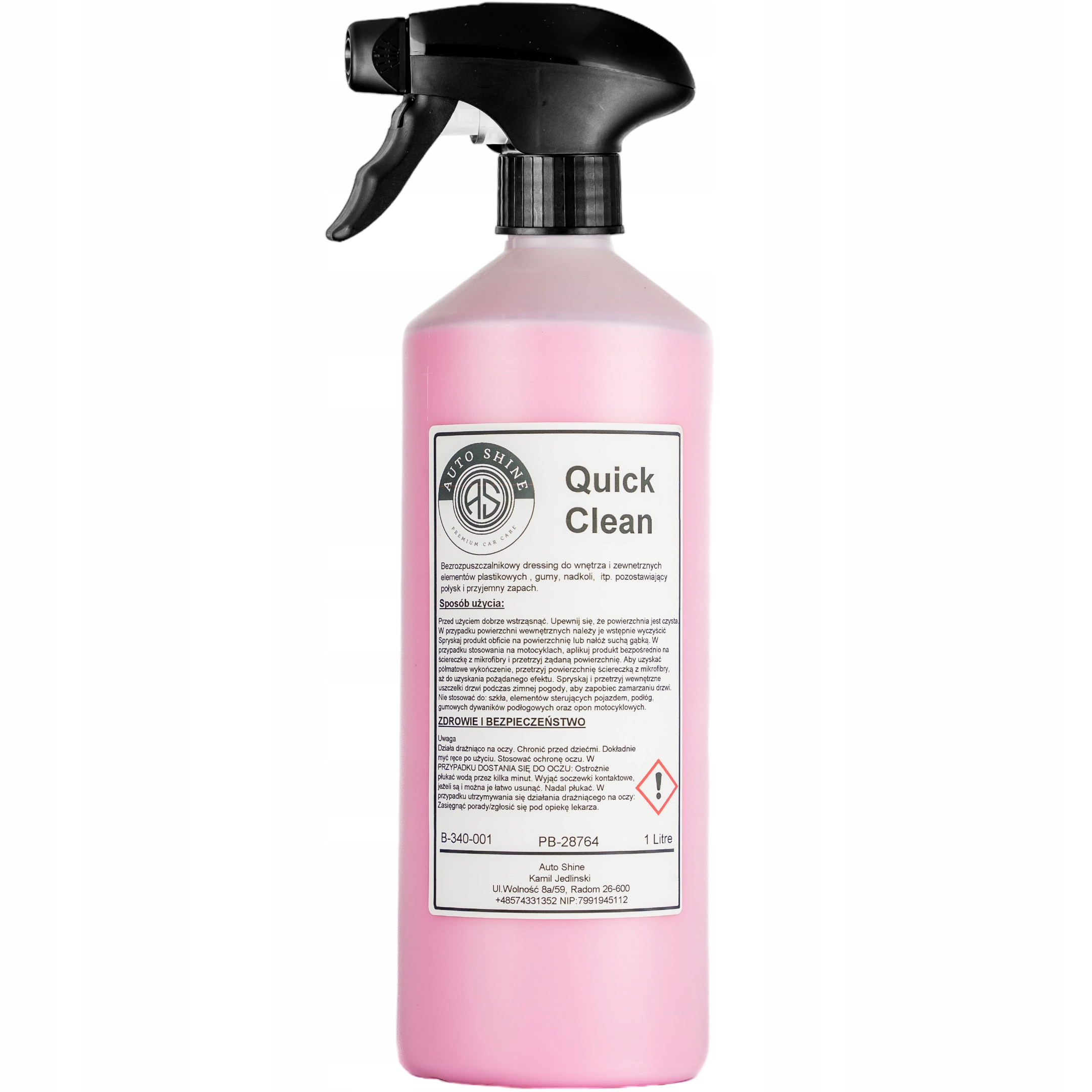 Auto Shine Quick Clean dressing do plastików wnętrza nadaje połysk 1L