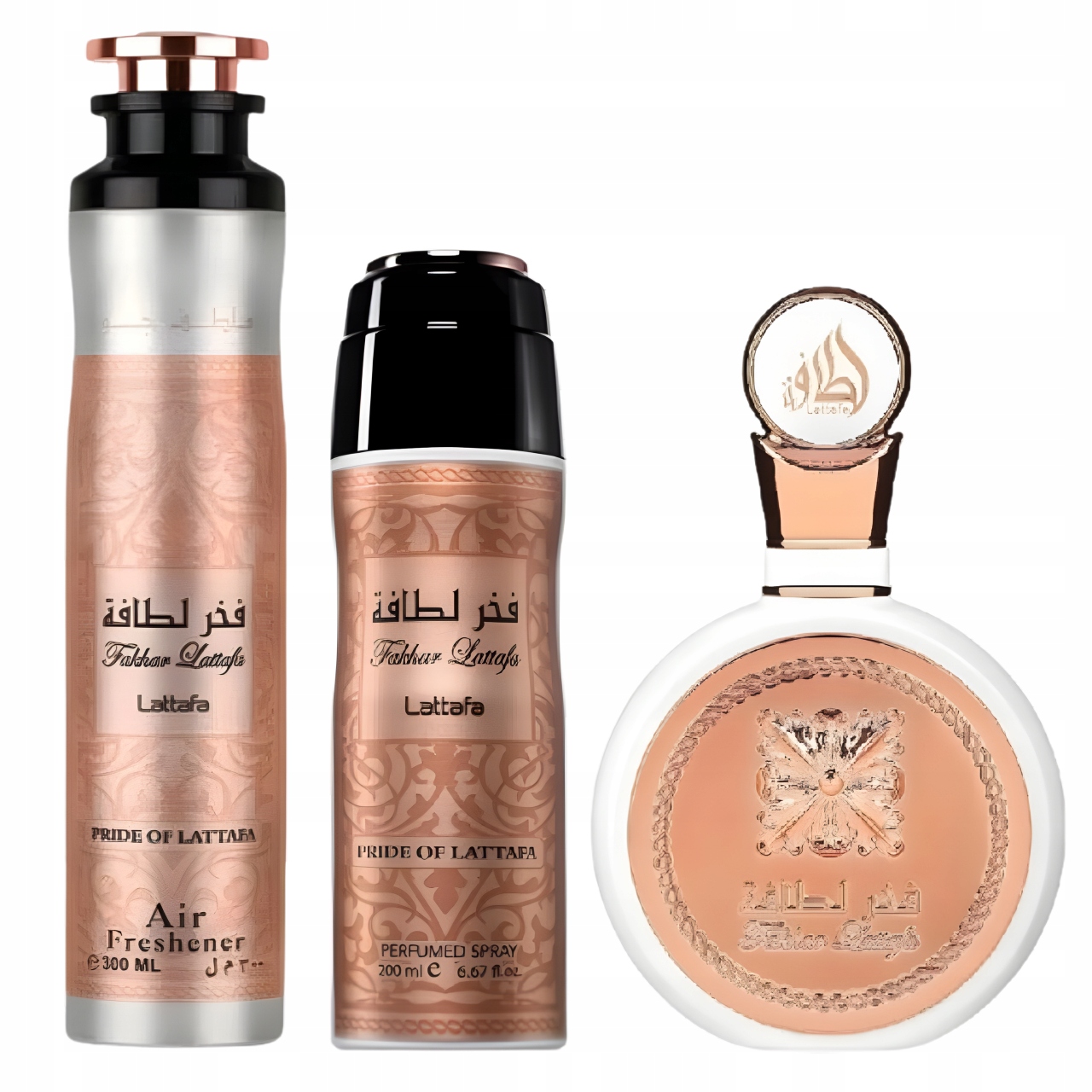 Sada Lattafa Fakhar Women 100ML 200 ML Deo 300ML Osvěžovač Vzduchu