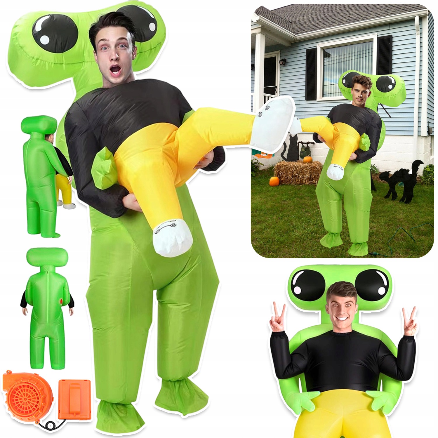 Kostým Alien Ufo Mimozemšťan Nafukovací Převlek Kostým Halloween Zajímavý