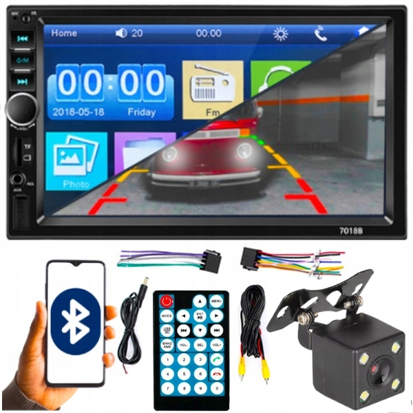 

Radio Samochodowe Bluetooth 2DIN 7cali Usb Kamerka