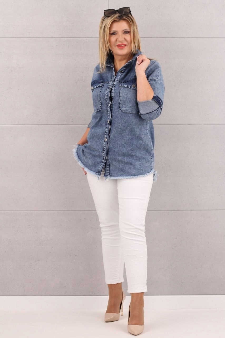 KOSZULA JEANSOWA DAMSKA BAWEŁNIANA DŁUGA MODNA KLASYCZNA ROZMIARY Marka FEMIMODA