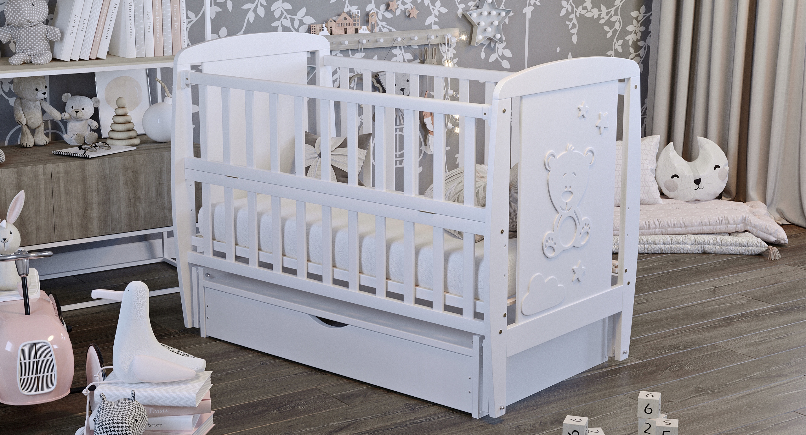 ŁÓŻECZKO DZIECIĘCE BUKOWE Z SZUFLADĄ KOŁYSKA TADDY Marka inna