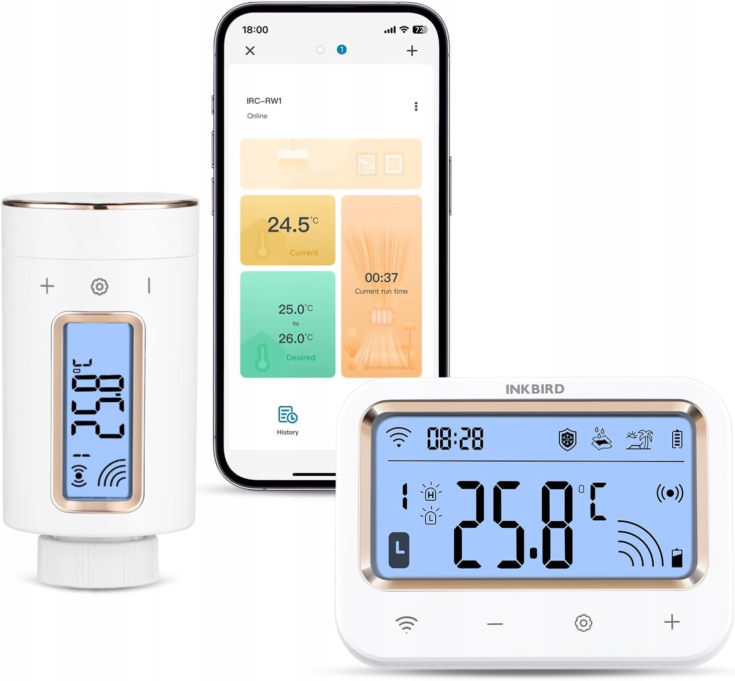 Termostat radiátora Inkbird Smart IRC-RW1 WiFi 11 programov alarm