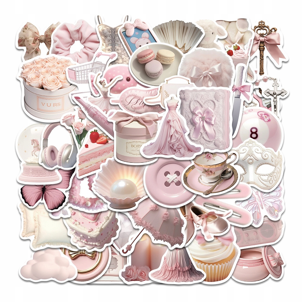 Zestaw Naklejek Wlepki StickerBomb Róż Motyw Pink Style Classic Mix N459