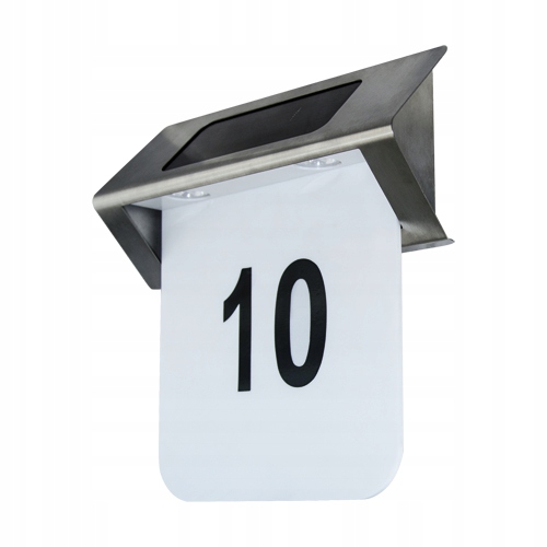 LAMPA SOLARNA KINKIET LED NUMER DOMU IP 44 PODŚWIETLANY 6500K CHROM